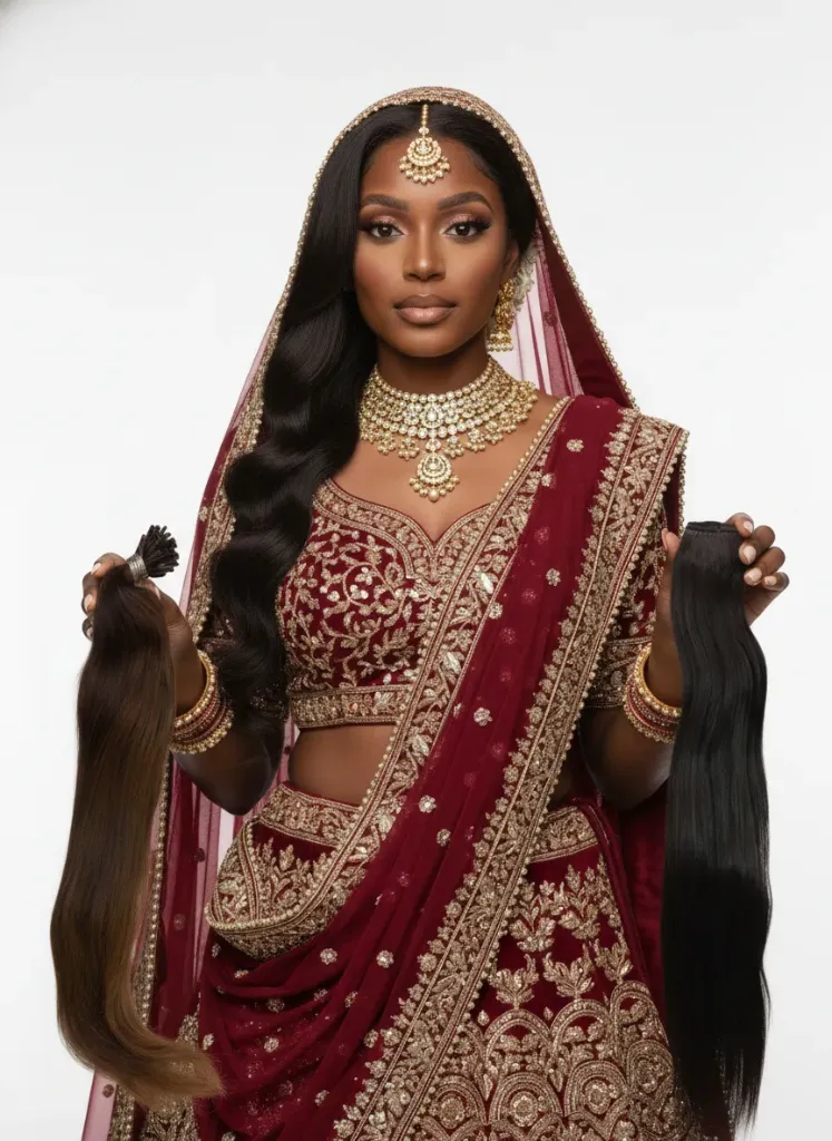 Natural Wavy Raw Indian Hair + 10 grams itips (12, Natural black)