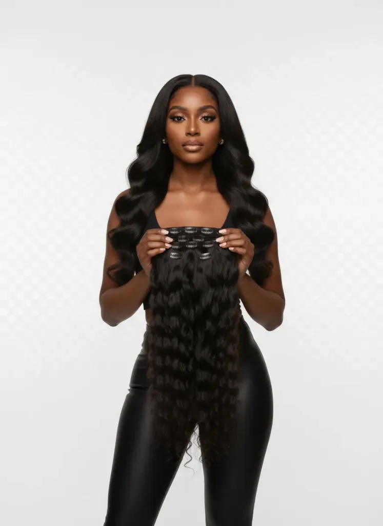 Straight Clip-in Set (Raw Hair) (16, Double Drawn, 100 grams)